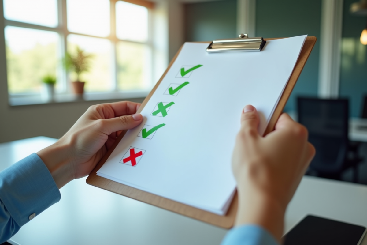 Main tenant un clipboard avec une checklist et des marques
