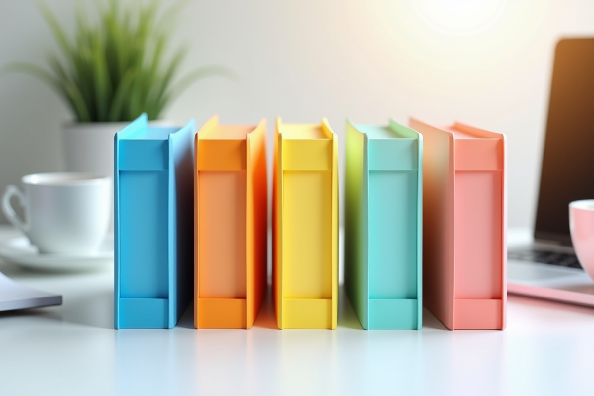 Dossiers colorés d evaluation sur un bureau clair