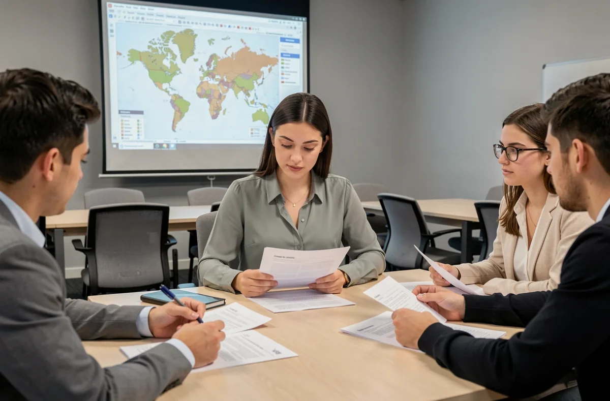 Étudiante de l'EM Normandie campus Hauts-de-France participant à un séminaire sur le commerce international