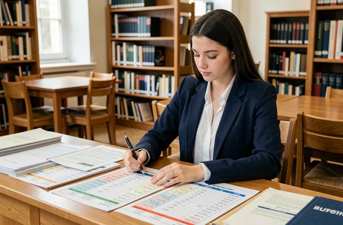 Étudiante analysant les résultats du classement SIGEM 2026 dans une bibliothèque universitaire