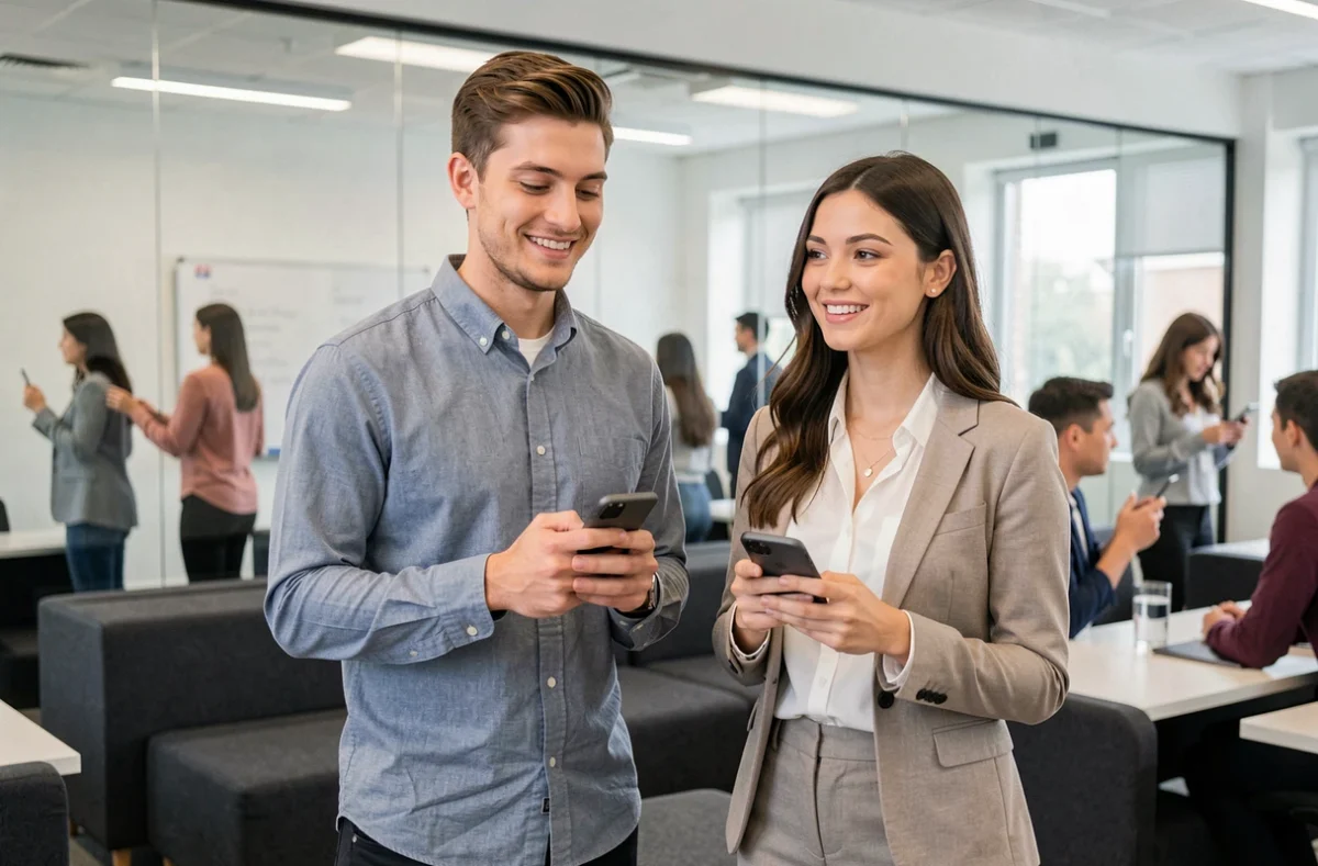 Étudiants d'Euridis Business School Lille s'entraînant à la vente par téléphone dans une salle dédiée