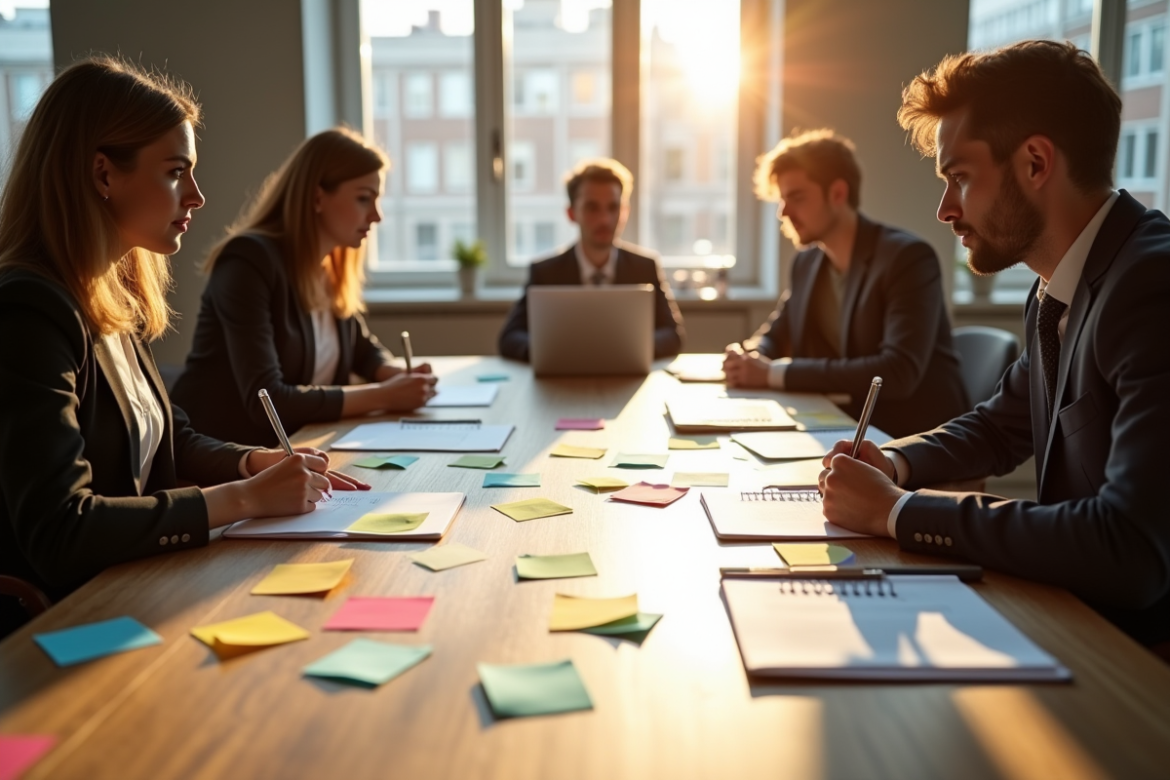 Groupe de professionnels autour d'une table de réunion
