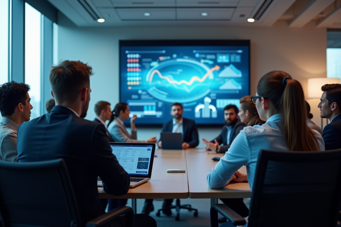 Salle de formation moderne avec écran interactif