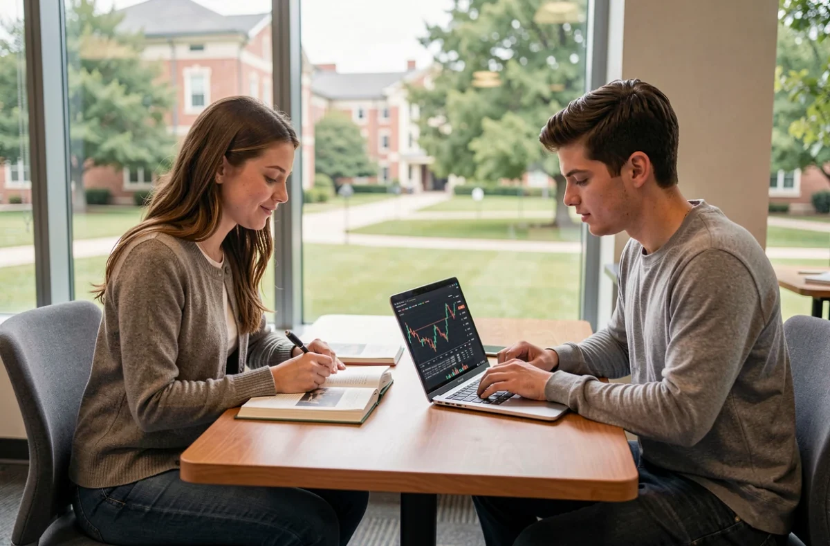 Deux étudiants de SKEMA Business School travaillant ensemble dans un espace collaboratif moderne